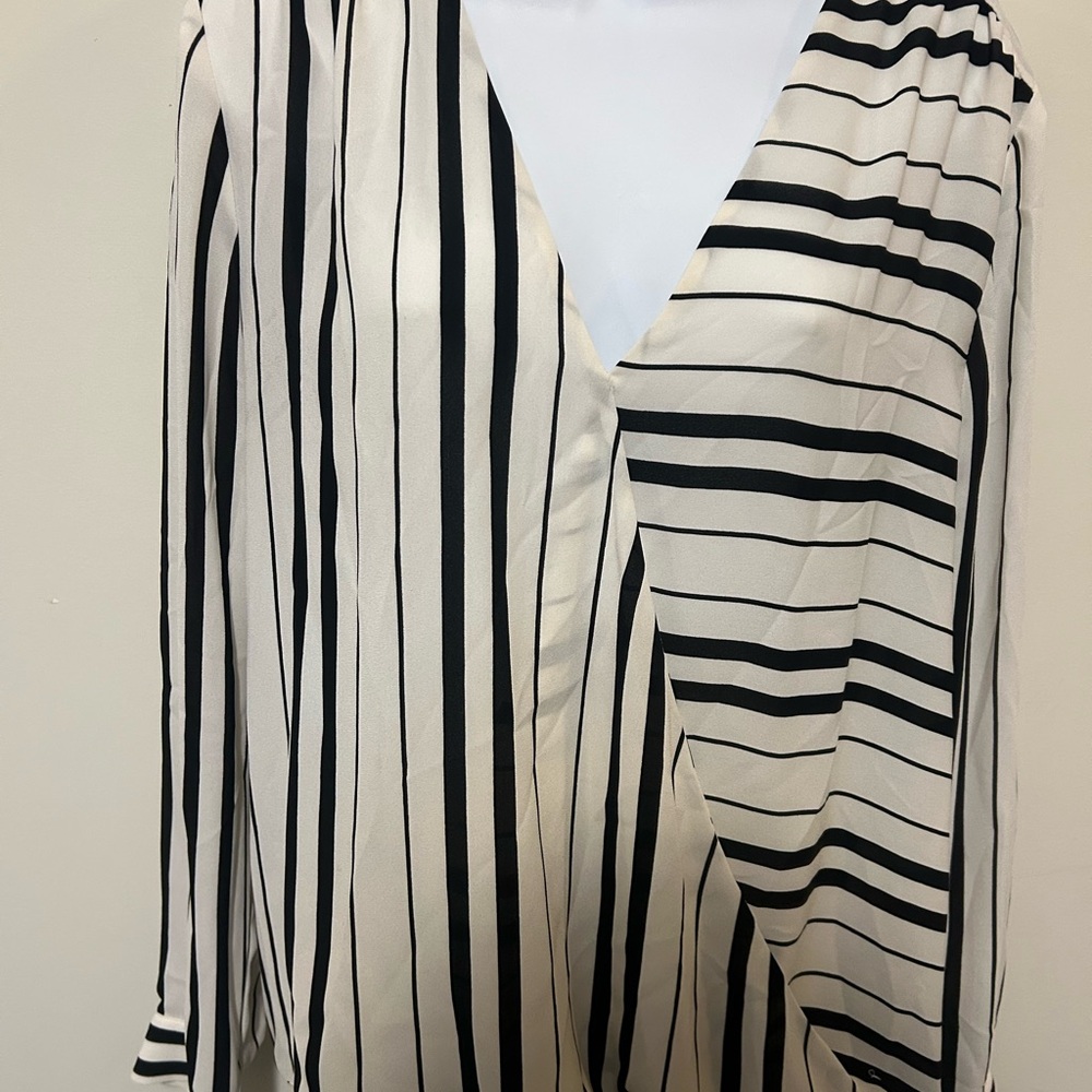 CK Calvin Klein Striped Black and White Women's Top